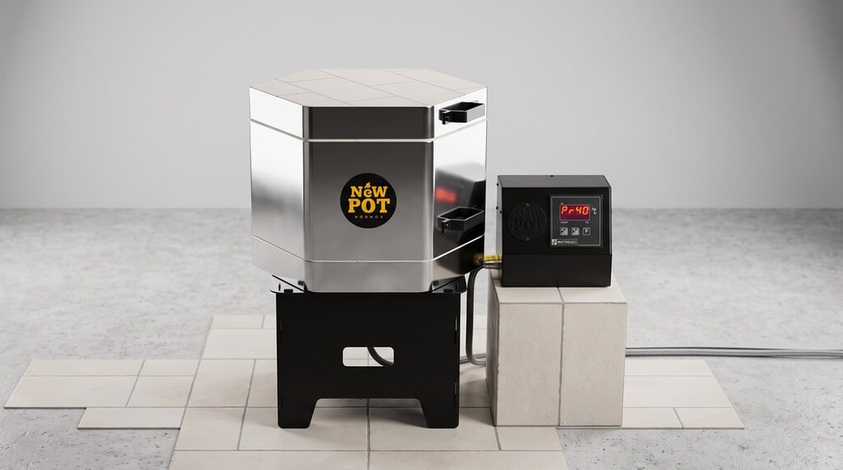 Horno eléctrico New Pot Mini de 15 litros con base y controlador